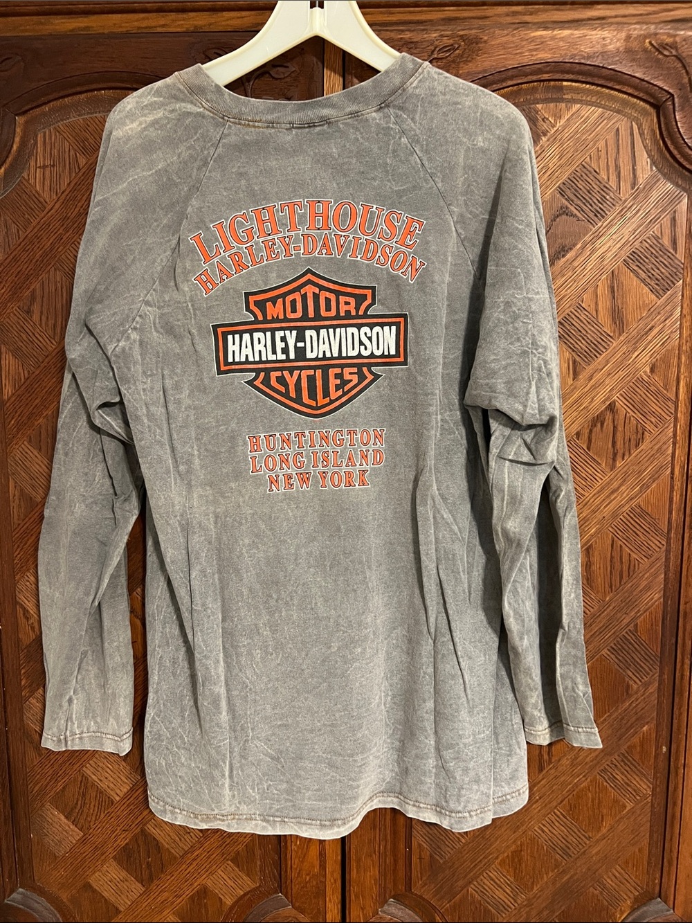 Harley-Davidson Gray Long Sleeve Shirt with Orange and Black Logo